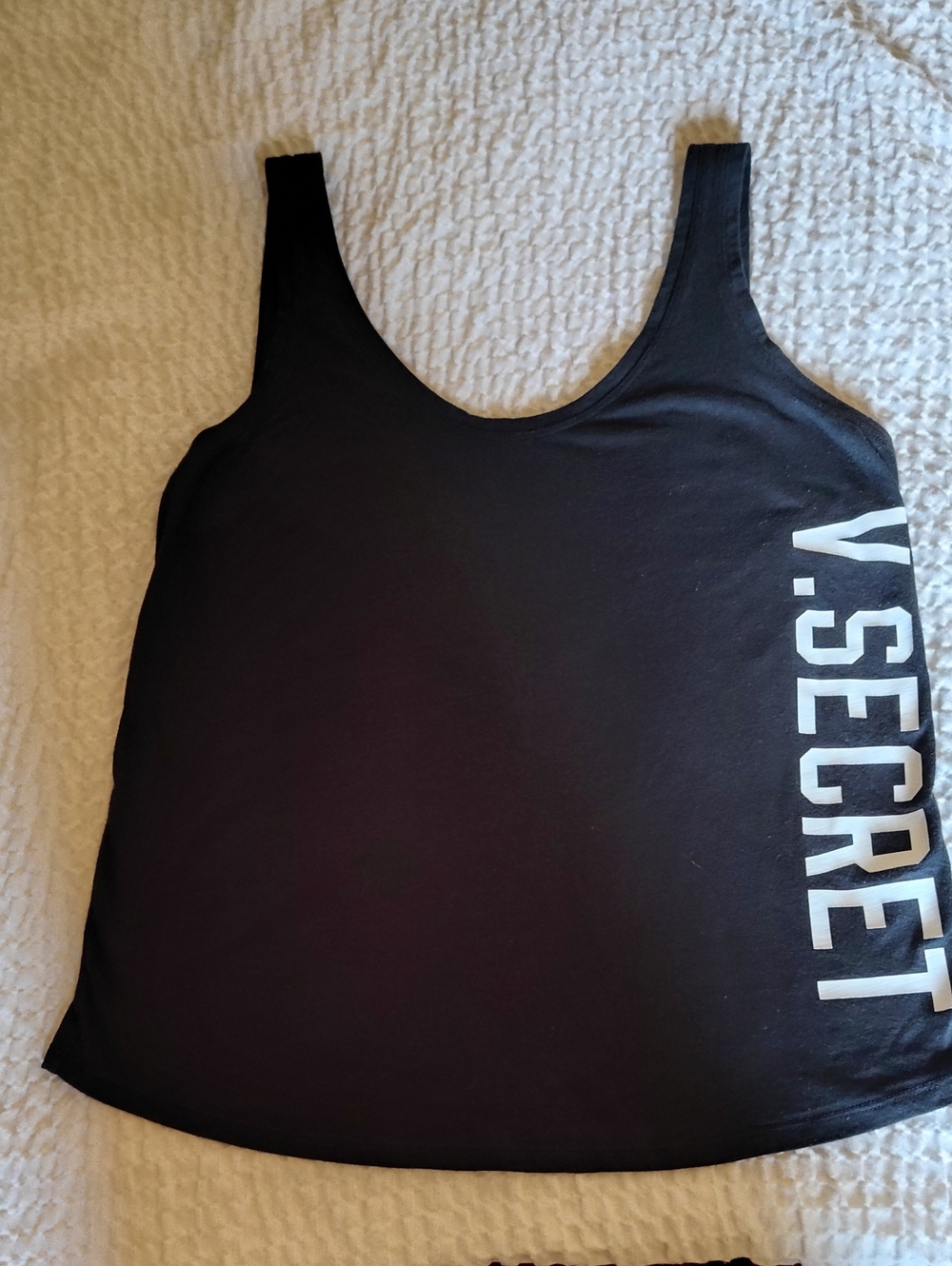 Victoria's Secret Black Scoop Back Tank with White Side Logo Size M